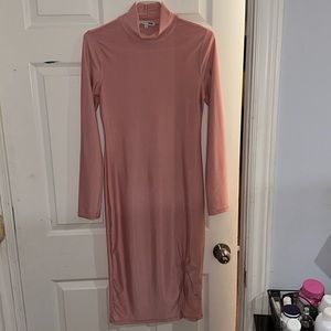 Fashionnova Pink Long Sleeve Turtleneck Dress